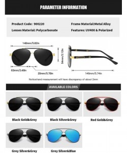 Oval Polarized Oval Sunglasses for Mens Driving Fishing Blue lens UV 400 Protection Alloy Black Frame - Grey Blue - CL18AUU86...