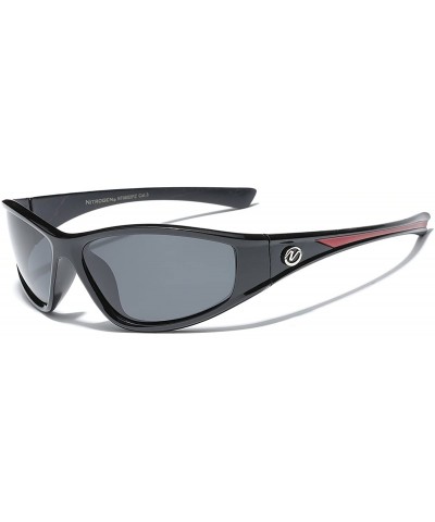 Sport Polarized Fishing Driving Wrap Around Sport Sunglasses - Black - Red - C711OXK1B6R $12.53