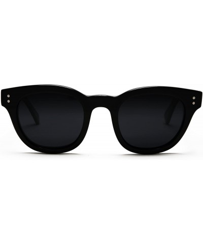 Square Women's Polarized Modern Classis Vista Horned Rim Vintage Sunglasses - Deep Black - C512E0DXFY7 $22.36