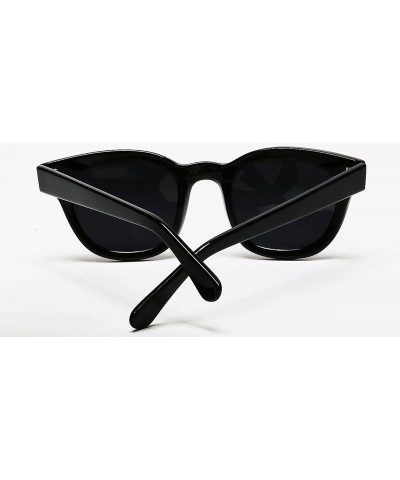 Square Women's Polarized Modern Classis Vista Horned Rim Vintage Sunglasses - Deep Black - C512E0DXFY7 $22.36