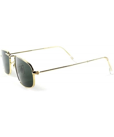 Rectangular Classic Vintage Retro 80's Mens Small Air Force Style Rectangle Gold Sunglasses - CV1802OQ3AY $19.95