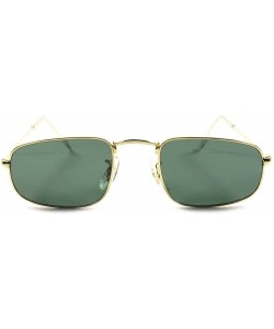 Rectangular Classic Vintage Retro 80's Mens Small Air Force Style Rectangle Gold Sunglasses - CV1802OQ3AY $19.95