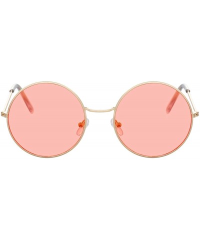 Round Fashion Bule Round Sunglasses Women Brand Designer Luxury Sun Glasses Cool Retro Female Oculos Gafas - Gold Blue - C219...