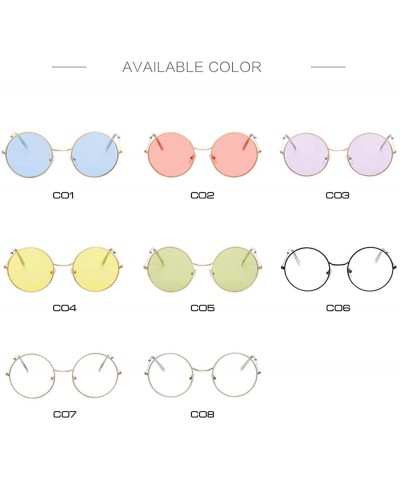 Round Fashion Bule Round Sunglasses Women Brand Designer Luxury Sun Glasses Cool Retro Female Oculos Gafas - Gold Blue - C219...