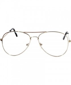 Wrap Aviator Clear Lens Premium Metal Sunglasses Men's Women's Non-Prescription OWL - Aviator_silver_frame - CW12O5T83ST $20.34