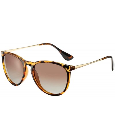 Sport Polarized Sunglasses for Women Classic Round Retro Sun Glasses - A2 Amber Frame/Brown Gradient Lens - CQ19468OZAK $26.43