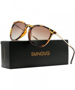 Sport Polarized Sunglasses for Women Classic Round Retro Sun Glasses - A2 Amber Frame/Brown Gradient Lens - CQ19468OZAK $11.33