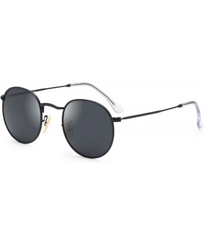 Classic Retro Metal Frame Round Circle Mirrored Sunglasses Men Women  Glasses 3447 - Black Glass - CO12EWYMLOT