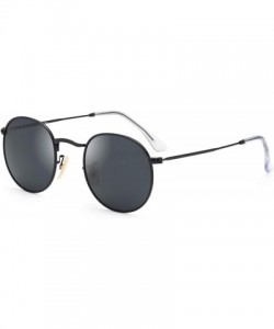 Aviator Classic Retro Metal Frame Round Circle Mirrored Sunglasses Men Women Glasses 3447 - Black Glass - CO12EWYMLOT $10.80