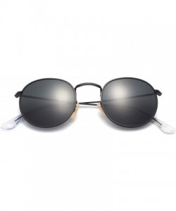 Aviator Classic Retro Metal Frame Round Circle Mirrored Sunglasses Men Women Glasses 3447 - Black Glass - CO12EWYMLOT $10.80