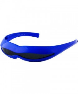 Oval Futuristic Space Robot Alien Rave DJ Costume Party Cyclops Shield Sun Glasses for Women & Men - Blue - Black - CB18U3M9M...