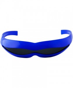 Oval Futuristic Space Robot Alien Rave DJ Costume Party Cyclops Shield Sun Glasses for Women & Men - Blue - Black - CB18U3M9M...