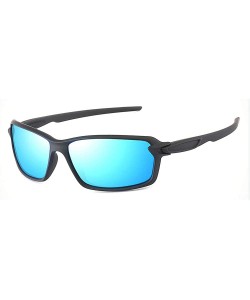 Square men's polarized sunglasses sports elastic paint colorful brand fashion designer polarized sunglasses - Blue - CT18WXUO...