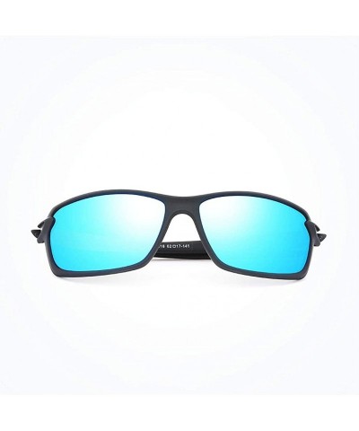 Square men's polarized sunglasses sports elastic paint colorful brand fashion designer polarized sunglasses - Blue - CT18WXUO...