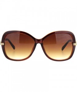 Butterfly Rhinestone Iced Hinge Side Exposed Lens Plastic Butterfly Sunglasses - All Brown - CC18L94IAUD $13.57