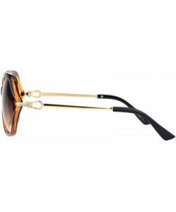 Butterfly Rhinestone Iced Hinge Side Exposed Lens Plastic Butterfly Sunglasses - All Brown - CC18L94IAUD $13.57