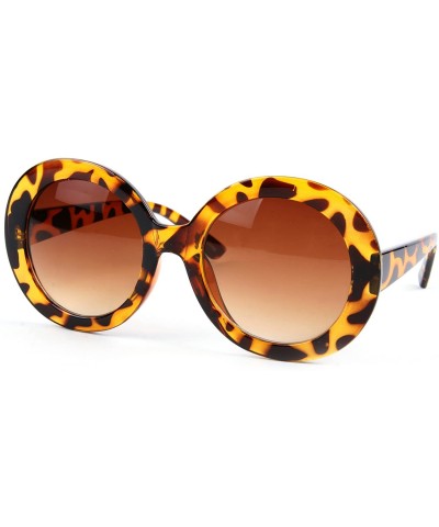 Round Women's Vintage Retro Frame Sunglasses - Tortoise-gradient Brown Lens - CR11EPHZTAB $27.00