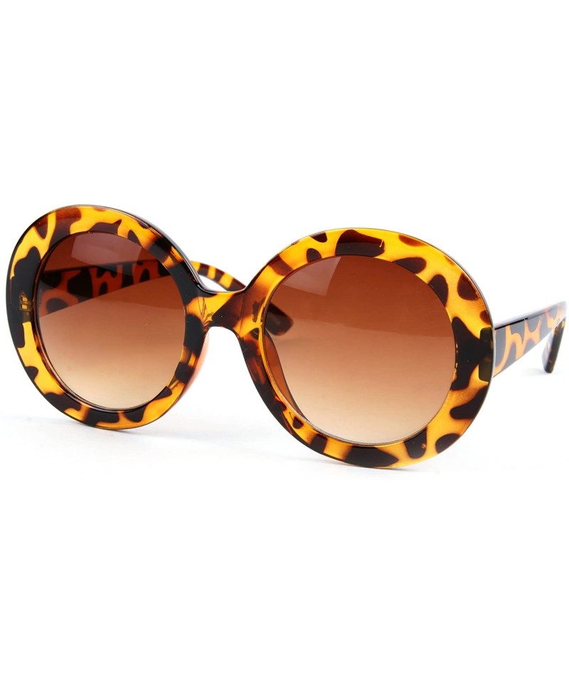 Round Women's Vintage Retro Frame Sunglasses - Tortoise-gradient Brown Lens - CR11EPHZTAB $11.57