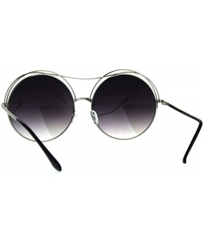 Round Womens Round Circle Sunglasses Oversized Wire Metal Top Frame UV 400 - Silver (Smoke) - CQ1888YSO44 $22.49
