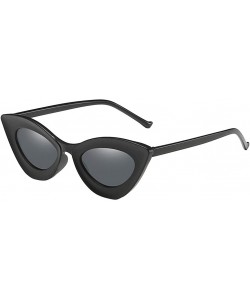 Cat Eye Cat Eye Sunglasses for Women UV Protection Shades Vintage Tinted Lenses Cateye Eyewear Sun Glass - Black - CS18UK0UK5...