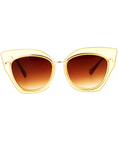 Butterfly Flat Panel Oversize Cat Eye Double Frame Womens Sunglasses - Peach Gold - CX12KOH54TH $15.24