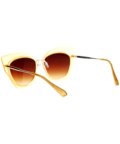 Butterfly Flat Panel Oversize Cat Eye Double Frame Womens Sunglasses - Peach Gold - CX12KOH54TH $15.24