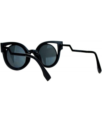 Round Womens Fashion Sunglasses Round Cateye Double Frame Zig Zag Design - Black - C9188KKOYKO $14.34