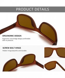 Aviator Lightweight Vintage Polarized Sunglasses for Women Men UV400 Retro Style - Brown Frame (Matte Finish)/Brown Lens - C4...