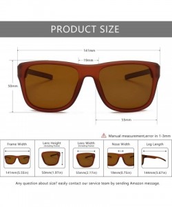 Aviator Lightweight Vintage Polarized Sunglasses for Women Men UV400 Retro Style - Brown Frame (Matte Finish)/Brown Lens - C4...