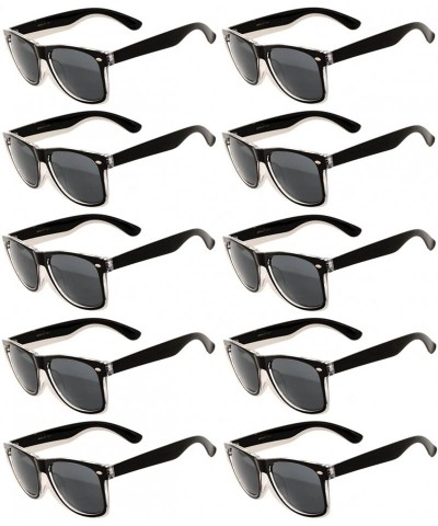 Rectangular Retro Vintage Two Tone Sunglasses Multicolor Mirror Lens 10 Pairs - 10 Pairs_black - CV184QSOUX6 $27.32