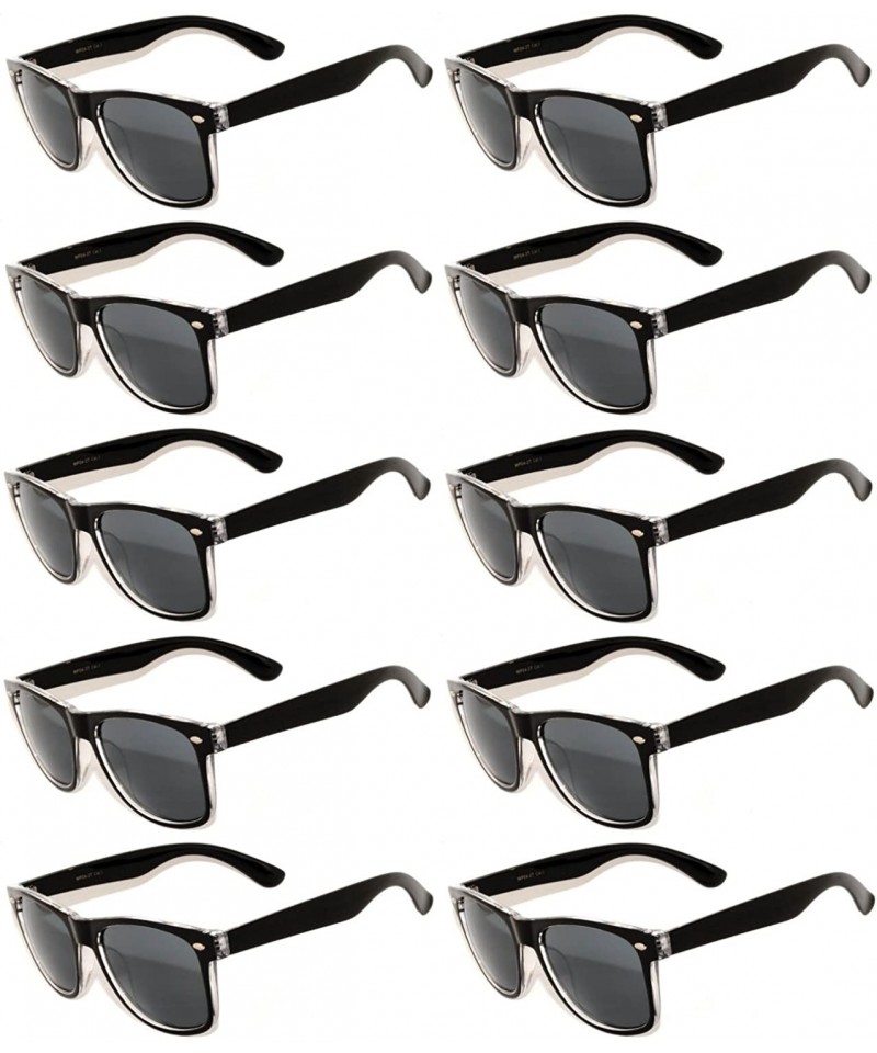 Rectangular Retro Vintage Two Tone Sunglasses Multicolor Mirror Lens 10 Pairs - 10 Pairs_black - CV184QSOUX6 $27.32