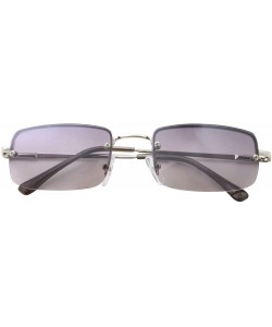 Semi-rimless Small Slim 90's Popular Nineties Rectangular Sunglasses Clear Rimless Eyewear - Silver Frame - Smoke - CW18WCAD6...