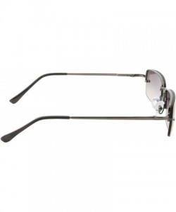 Semi-rimless Small Slim 90's Popular Nineties Rectangular Sunglasses Clear Rimless Eyewear - Silver Frame - Smoke - CW18WCAD6...