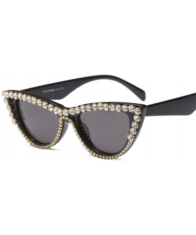 Cat Eye Rhinestone Cat Eye Sunglasses Women Luxury Fashion Sun Glasses for Ladies Party - Black - CK18GZ029Z5 $31.99