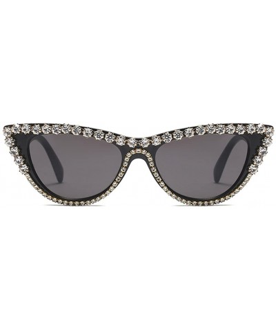 Cat Eye Rhinestone Cat Eye Sunglasses Women Luxury Fashion Sun Glasses for Ladies Party - Black - CK18GZ029Z5 $17.69