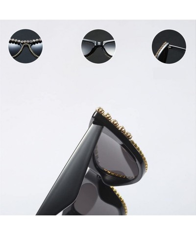 Cat Eye Rhinestone Cat Eye Sunglasses Women Luxury Fashion Sun Glasses for Ladies Party - Black - CK18GZ029Z5 $17.69