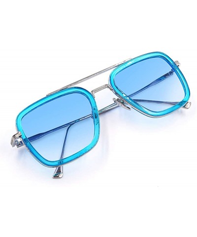 Aviator Vintage Aviator Sunglasses Designer Classic - Blue Lens - C718XTCCLO9 $12.19