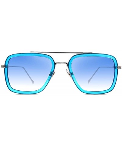 Aviator Vintage Aviator Sunglasses Designer Classic - Blue Lens - C718XTCCLO9 $12.19