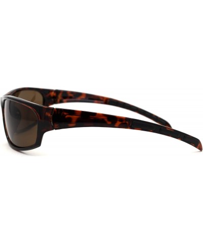 Rectangular Polarized Light Weight Mens Narrow Rectangular Warp Sport Plastic Sunglasses - Tortoise Brown - CM195SXMCRH $13.27