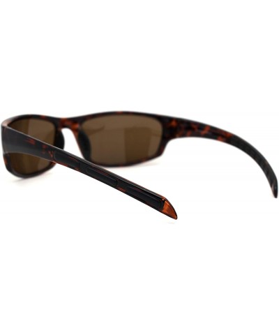 Rectangular Polarized Light Weight Mens Narrow Rectangular Warp Sport Plastic Sunglasses - Tortoise Brown - CM195SXMCRH $13.27