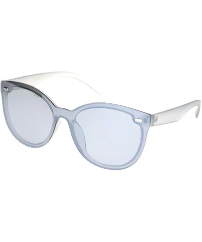 Shield Womens 90s Classic Round Shield Panel Lens Horn Rim Sunglasses - Silver Mirror - C618NRWC872 $19.84