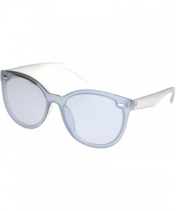 Shield Womens 90s Classic Round Shield Panel Lens Horn Rim Sunglasses - Silver Mirror - C618NRWC872 $9.92