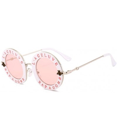 Goggle Little Bees English Letter Women Sunglasses Designer Retro Round Sun Glasses Female UV400 Ladies Eyewear - C518Y265EM7...