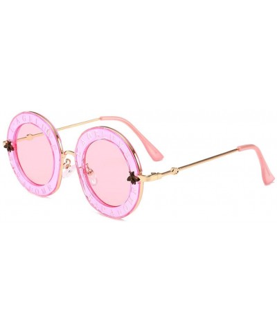 Goggle Little Bees English Letter Women Sunglasses Designer Retro Round Sun Glasses Female UV400 Ladies Eyewear - C518Y265EM7...