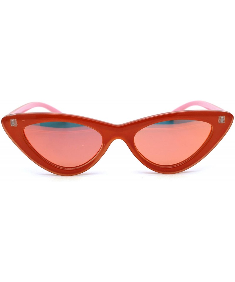 Cat Eye Womens Mirrored Retro Mod Gothic Cat Eye Plastic Sunglasses - Orange Orange Mirror - CB18WSIHY98 $15.62