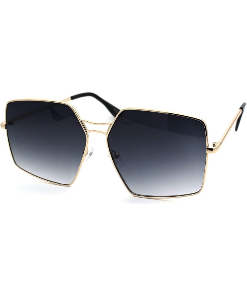 Butterfly Womens Octagonal Square Metal Rim Butterfly Oversize Sunglasses - Gold Smoke - CV18UULQE0N $13.29