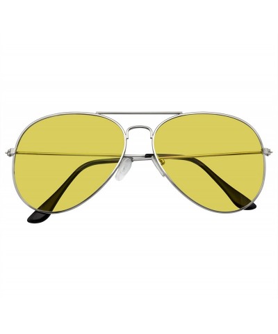 Aviator Sunglasses Mens Womens Retro Color Tinted Lens Aviator Sunglasses - Yellow - CJ18WE0XQA5 $10.58