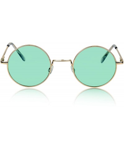 Oval Round Sunglasses Hippie John Lennon Vintage Small Circle Gold Glasses - Green- St Patrick's Day Glasses - CE195AW5RWI $8.97