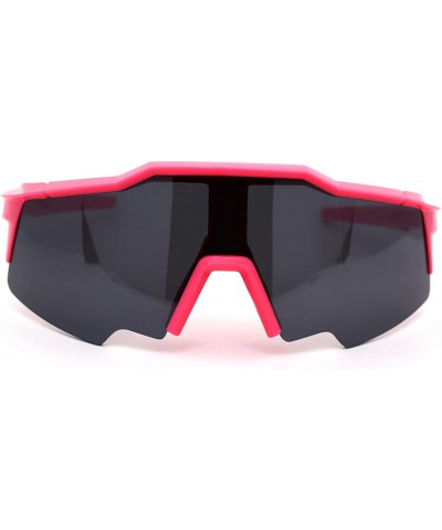 Sport Robotic Futuristic Shield Plastic Sport Solid Black Lens Sunglasses - Pink - CE18Z3KYW2M $14.68