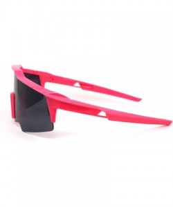 Sport Robotic Futuristic Shield Plastic Sport Solid Black Lens Sunglasses - Pink - CE18Z3KYW2M $14.68